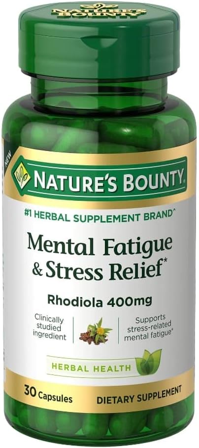 Fatiga mental y alivio de estrés, suplemento de Rhodiola, 400 mg, cápsulas, 30 conde