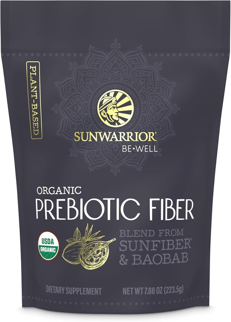 Sunwarrior Fiber Suplemento Prebiótico Orgánica ← Vegan Fiber Suplemento Booster de Salud de Gut con Ingredientes Puros para la Armonía Digestiva ← Vegan " Non-GMO peru 8oz Pouch (30 SRV) Be Well