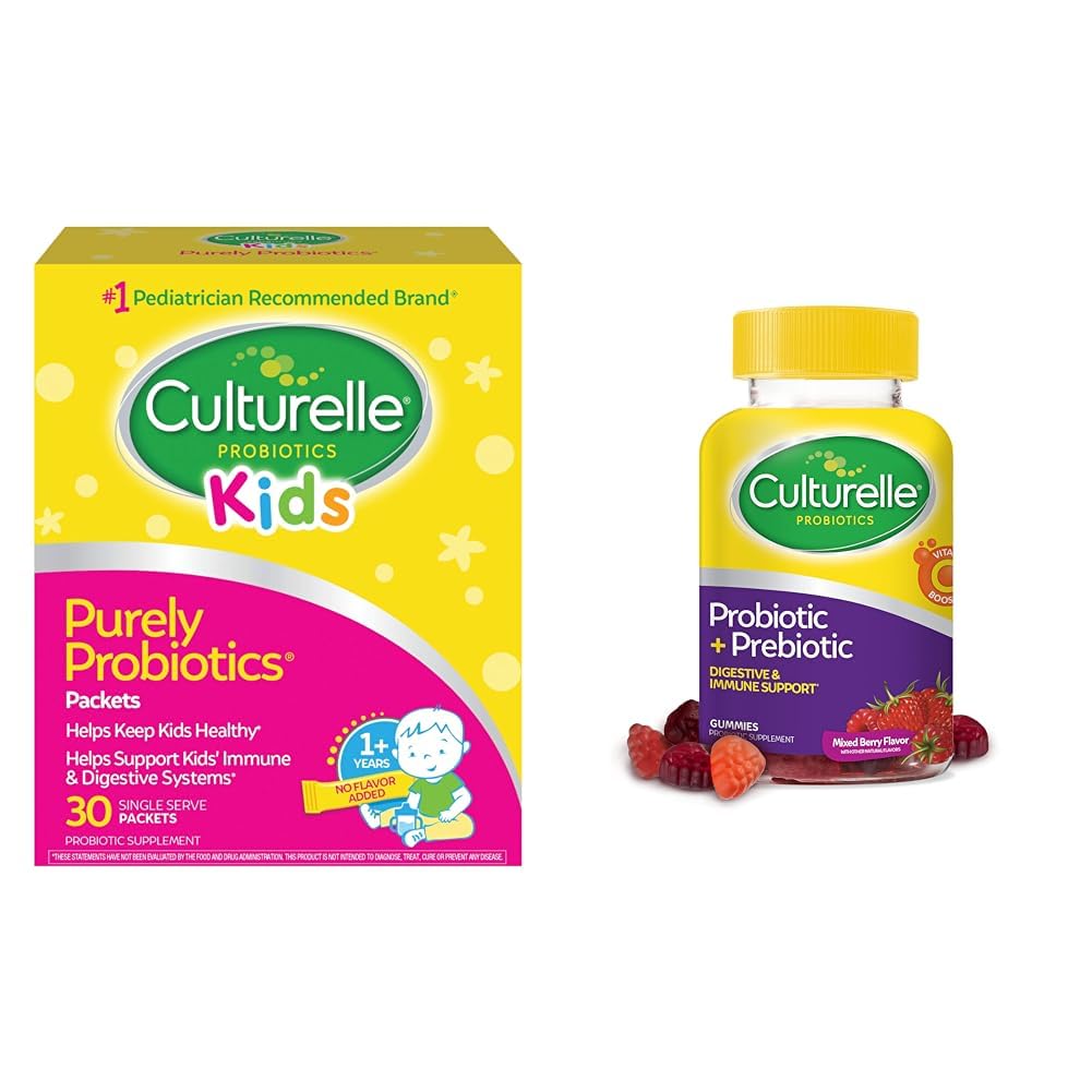 Culturelle Kids Daily Probiotic Supplement & Daily Probiotic Gummies for Women & Men, Berry Flavor, 52 Count, Naturally-Sourced Daily Probiotic + Prebiotic for Digestive Health, Non-GMO & Vegan