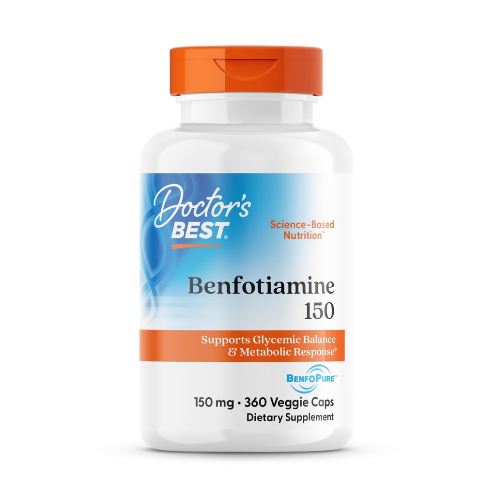 Doctor's Best Benfotiamine 150 with BenfoPure, Helps Maintain Glucose Metabolism, Non-GMO, Vegan, Gluten Free, Soy Free, 150 mg, 360 Veggie Caps