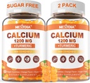 Calcio 1200 mg con vitamina D3 Gummies - Calcio + Suplemento Turmérico para Mujeres y Hombres con Vitamina K2 B12 - Soporte Bono &amp; Muscle - Sugar Gratis - Vegan (120 Conteo)