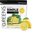 Comidas simples limpias Super Verdes Polvo, Verdes Saborados Naturalmente Polvo con Clorella, Spirulina, Superalimentos & Fibra Prebiótica, Sin Ingredientes Artificiales, Sin gluten, Sabor de limón dulce, 30 Servimientos