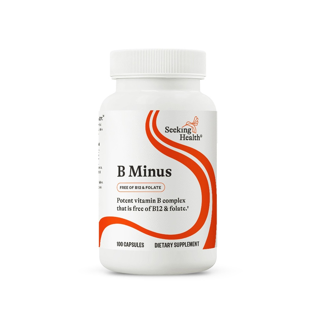 Seeking Health B-Minus - Complex Vitamin Supplement with Biotin & Riboflavin - Vitamin B Blend Supports Brain Health & Energy - 100 Capsules