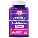 Benfotiamine 500mg, 120 Vegetarian Capsules - Fat Soluble Vitamin B1 Thiamine Supplement - 3rd Party Tested, Vegan, Non-GMO, Gluten Free