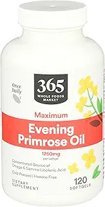365 por Whole Foods Market, High Potency Evening Primrose Oil 1250mg, 120 Cuenta