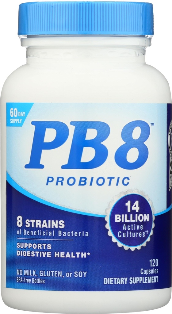 Nutrition Now PB8 Acidophilus Probiotic, Gluten Free, 120 Capsules (Pack of 1)