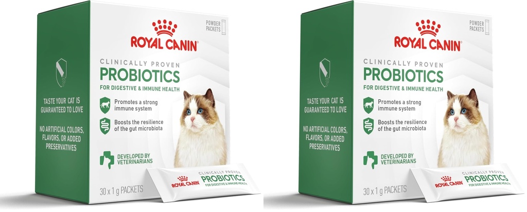 Royal Canin Probiotics for Cats Digestive and Immune Health Powder Supplement for Cats of All Ages, 30 Count (Pack of 2)