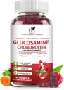Glucosamina Chondroitin Gummies Triple Strength (1,000mg Glucosamine,750mg Chondroitin) con MSM, Turmeric, Quercetina, Vitamina E, Suplemento de Apoyo Conjunto, Antioxidante 60 Gummies Raspberry Flavor