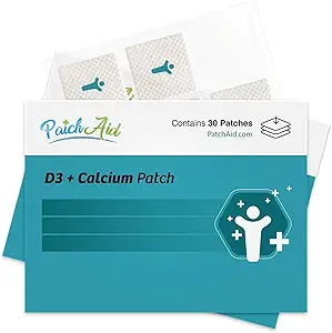 PatchAid D3/Calcium Topical Patch ← Soportes Bone Strength &amp; Calcium ← 8 horas Use for Better Absorption ← 30 Day Supply