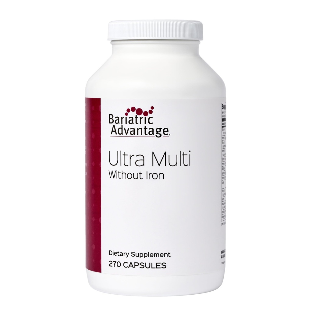Bariatric Advantage Ultra Multi Without Iron - High Potency Multivitamin - for Bariatric Surgery Patients - Bariatric Multivitamin Capsule - with Calcium, Vitamin C & More - 270 Capsules