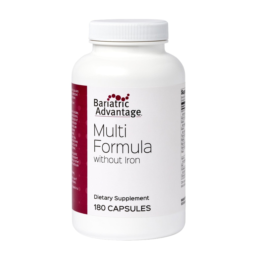 Bariatric Advantage Multi Formula without Iron, High Potency Daily Multivitamin for Bariatric Surgery Patients with 22 Essential Vitamins and Nutrients - 180 Capsules
