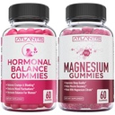 Hormonal Balance & Magnesium Gummies for Muscle Cramps, PMS Gummies Alleviate Bloating & Mood Swings, Magnesium Helps Prevent Cramps & Promotes Muscle Recovery - 60 Vegan Gummies Per Bottle