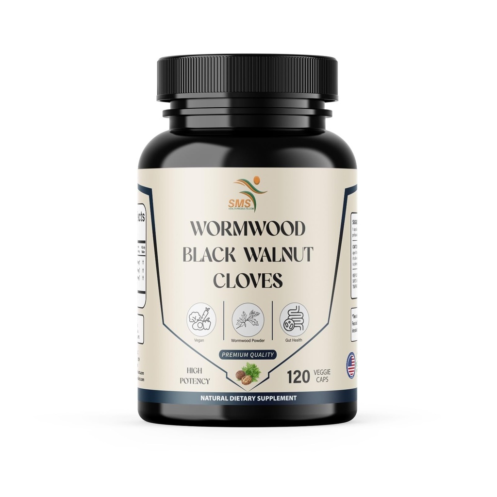 Wormwood Black Walnut Clove Capsules Herbal Detox & Cleanse Supplement with Sweet Wormwood, Black Walnut, and Cloves, 120 Veggie Capsules for Digestive Support and Wellness