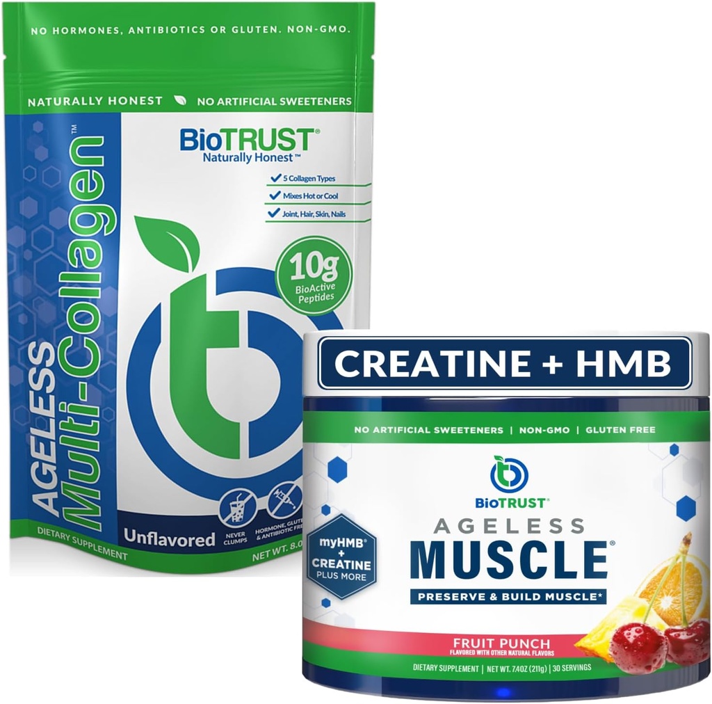 BioTrust Ageless Muscle (Fruit Punch) y Multi Collagen (Unflavored) Bundle