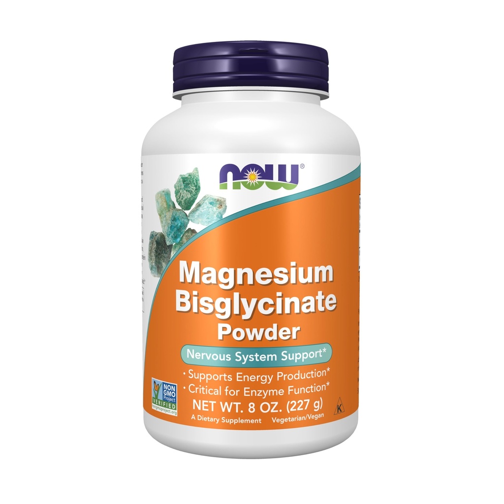 NOW Foods Supplements, Magnesium Bisglycinate Powder, Enzyme Function*, Nervous System Support*, 8-Ounce