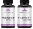 Luma Nutrition Magnesium Glycinate 1000mg Per Serving - Support Stress, Sleep, Nerve & Muscle Health - Pure Magnesium Supplement Capsules - Chelated for High Absorption - 60 Capsules (Pack of 2)