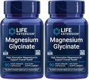 Life Extension Magnesium Glycinate, Heart Health, Bone Health, Nerve and Muscle Support, Highly absorbable, Gluten-Free, Non-GMO, Vegetarian, 90 Capsules (Pack of 2)