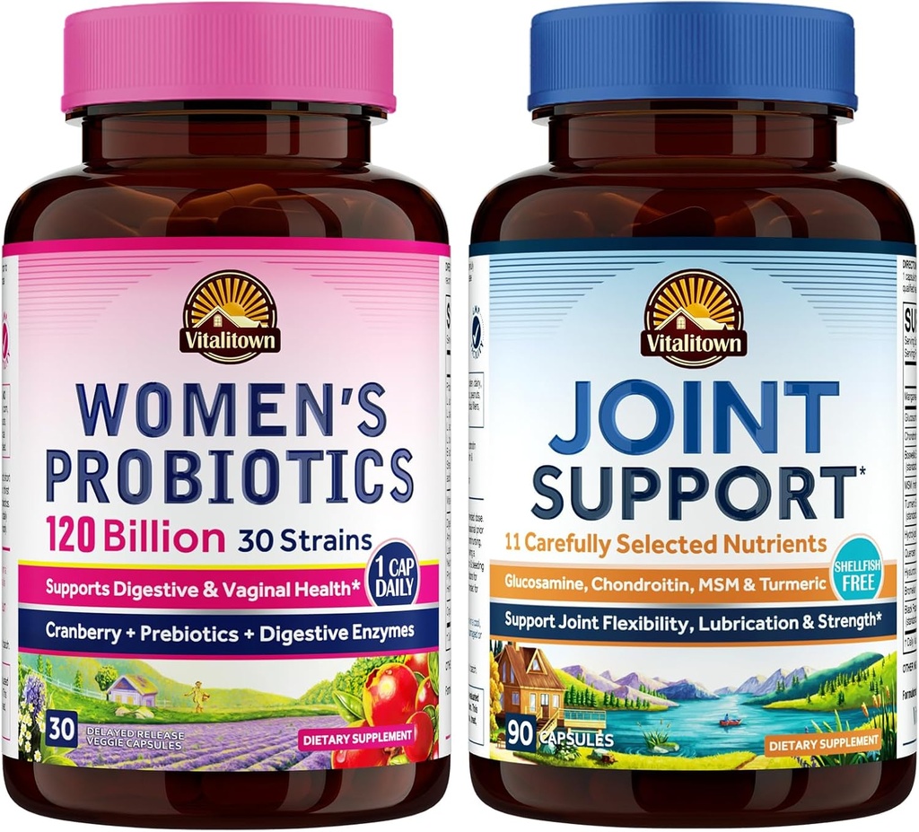 Vitalitown Women’s Probiotic & Joint Support Bundle (Pack of 2) ← Women’s Probiotics 120 Billion (Item 1) " Joint Support (Item 2)