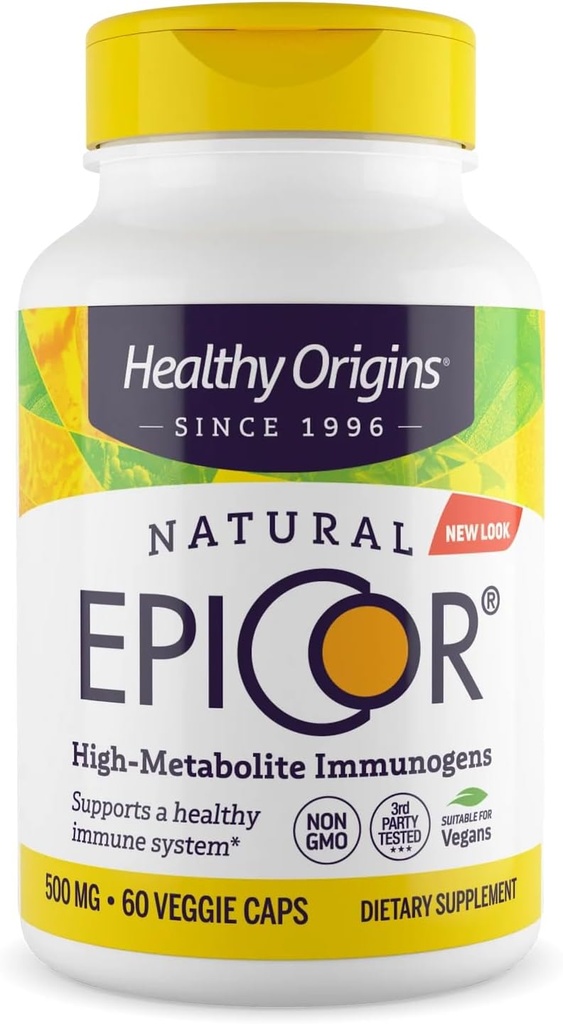 Orígenes saludables EpiCor 500 mg (Apoyo inmunológico, no GMO, Gluten Free), 60 cápsulas vegetales