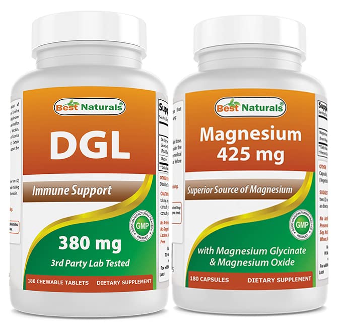 Best Naturals DGL Chewable 380 mg & Magnesium Glycinate 425 mg