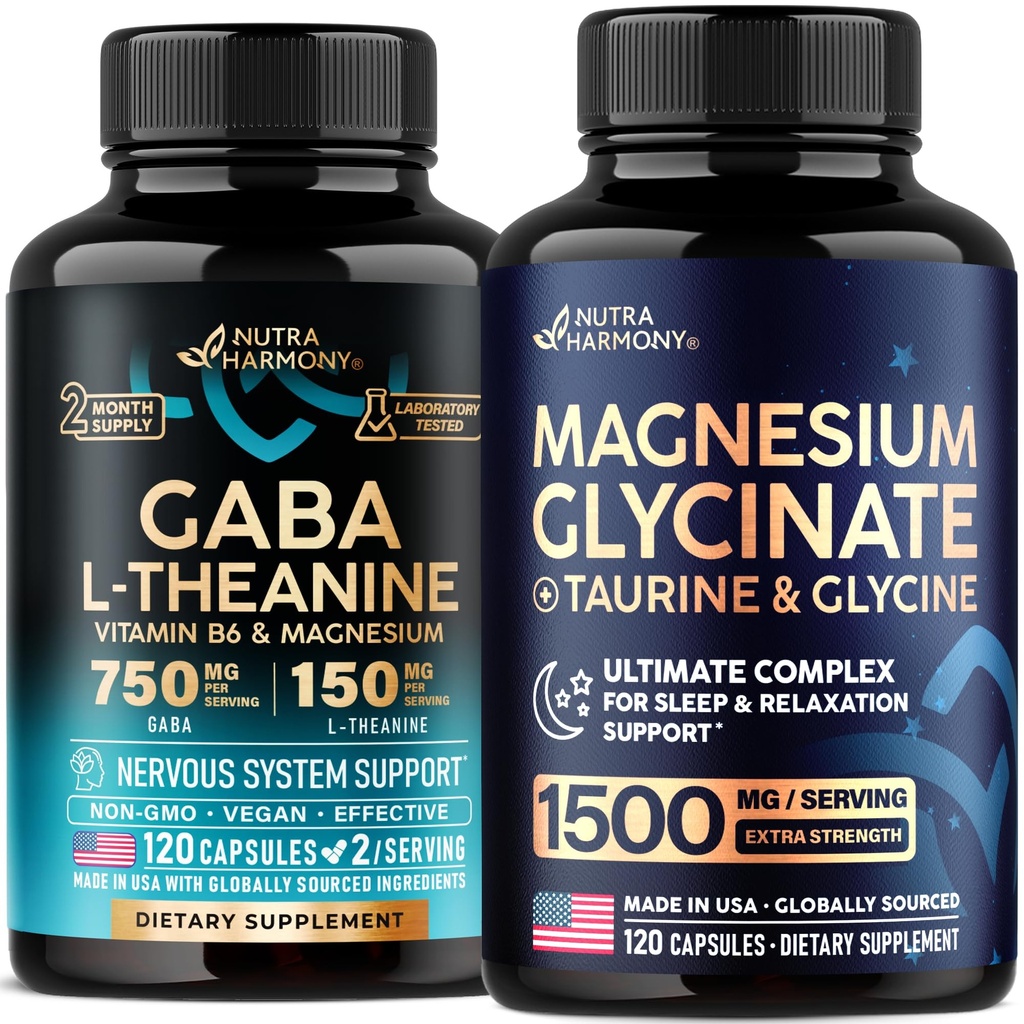 NUTRAHARMONY GABA L-Theanine & Magnesium Glycinate with Glycine Capsules