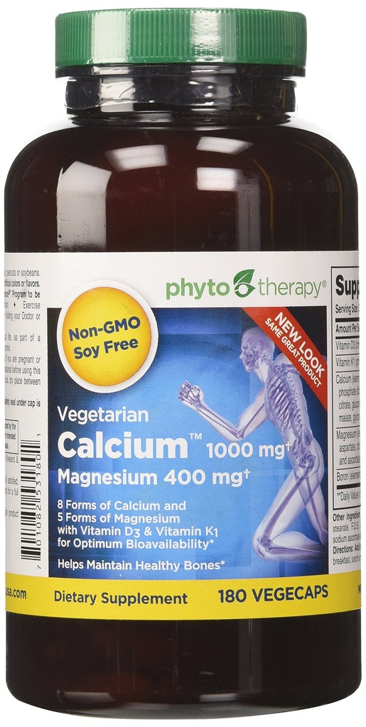 Vegetarian Calcium with Magnesium Capsules, 180 Count