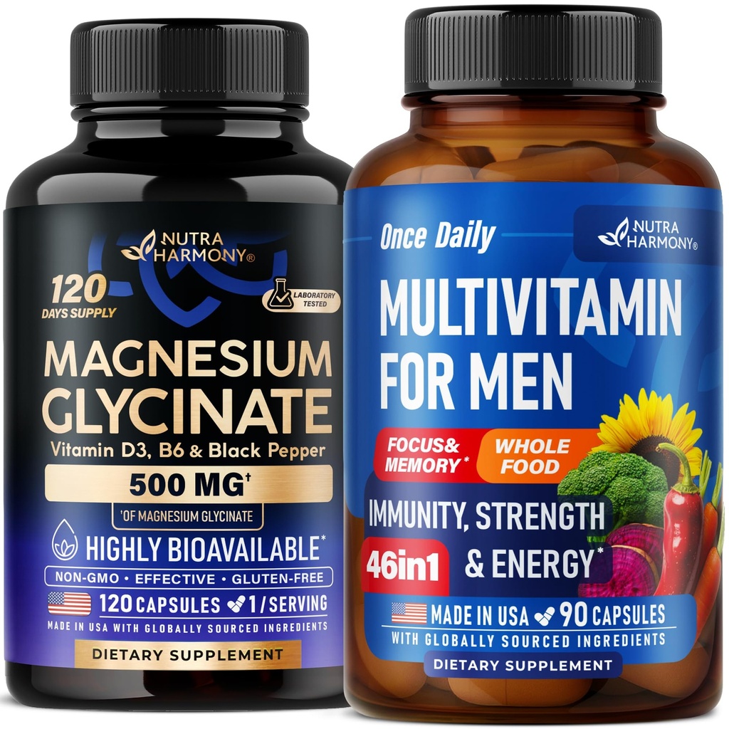 NUTRAHARMONY Multivitamins for Men & Magnesium Glycinate Capsules