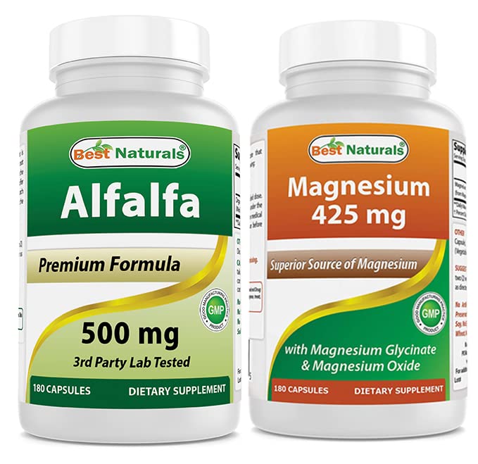 Best Naturals Alfalfa Green Super Food 500 mg & Magnesium Glycinate 425 mg