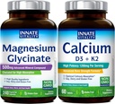 Innate Vitality Calcium 1200mg with D3 & K2 + Magnesium Glycinate 500mg Bundle | High Absorption Mineral Complex for Bone Density, Circulatory Wellness & Nerve Function | Non-GMO, Vegan Friendly