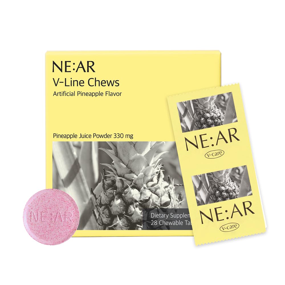 NE:AR V-Line Chews – Herbal Anti-Bloat Formula with Circulation & Water Balance Support – Daily K-Chewables for Puffiness, Digestion & Wellness – Pineapple Flavor