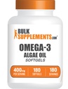 BulkSupplements.com Omega-3 Softgels - de Algal Oil, Algae Oil Omega 3 Suplemento - Gluten Free, 1 Softgel por Serving, 180 Conde (Pack of 1)