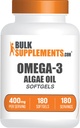 BulkSupplements.com Omega-3 Softgels - de Algal Oil, Algae Oil Omega 3 Suplemento - Gluten Free, 1 Softgel por Serving, 180 Conde (Pack of 1)