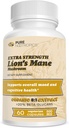 Nootropía pura - Mane de León Orgánico 8:1 Mushroom 500 mg  Dual Extract ← 60 Vegetarian Caps ←20% beta-glucans ← Hericium erinaceus ← Salud cerebral