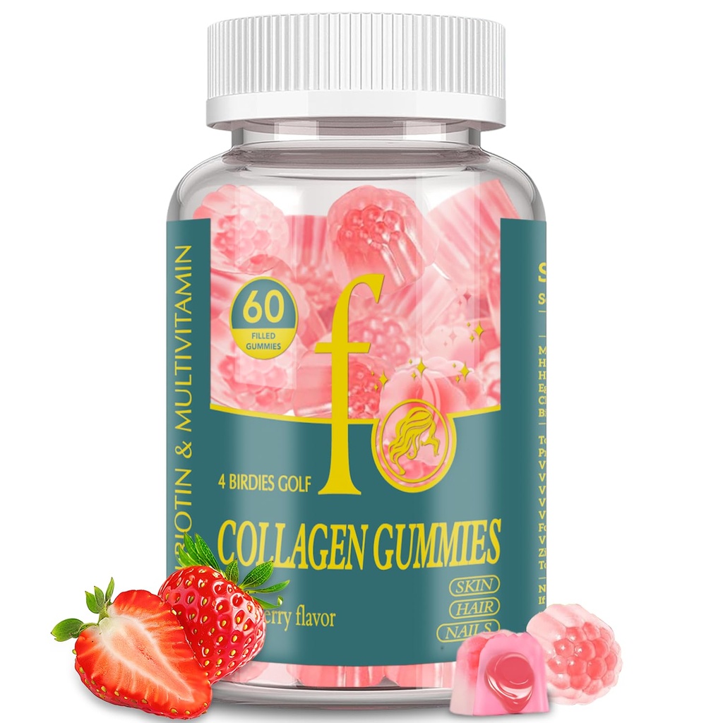 Collagen Gummies for Women Sugar Free, Hydrolyzed Collagen Peptides Gummies Type I, II, III, V, X with Biotin, Zinc Vitamins C A B D E for Skin Hair Nails, Bone