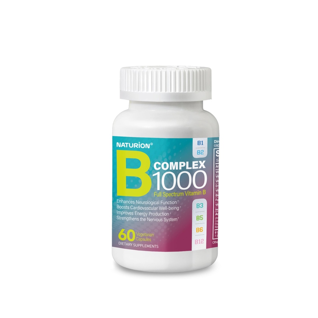 B Complex 1000 - Full Spectrum of B Vitamins for Energy, Heart & Immune Support - B-Complex Supplement with Adaptogens - 60 Capsules, 60-Day Supply