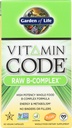 Garden of Life Raw B Complex - Vitamin Code - 60 Vegan Capsules, High Potency Vitamins for Energy & Metabolism with B2 Riboflavin, B1, B3, B6, Folate, B12 as Methylcobalamin & Biotin Plus Probiotics