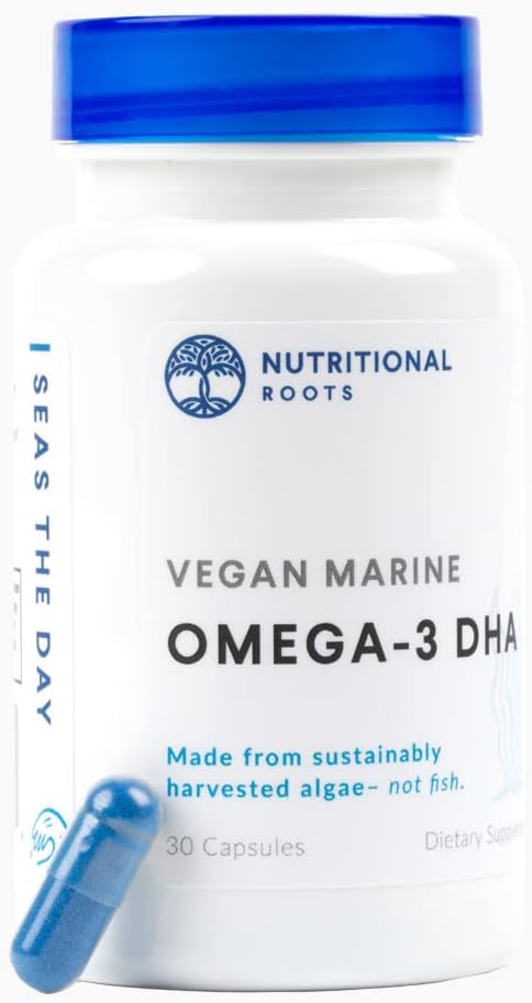 Omega 3 Algae DHA Vegan - Omega 3 DHA Suplemento, Planta-Basada Omega-3 Blend de Algas Orgánicas, Chia Orgánica y Semilla Orgánica Tercera Parte Probada, Elección del Doctor, 1 Mes Fuente, 30 cápsulas