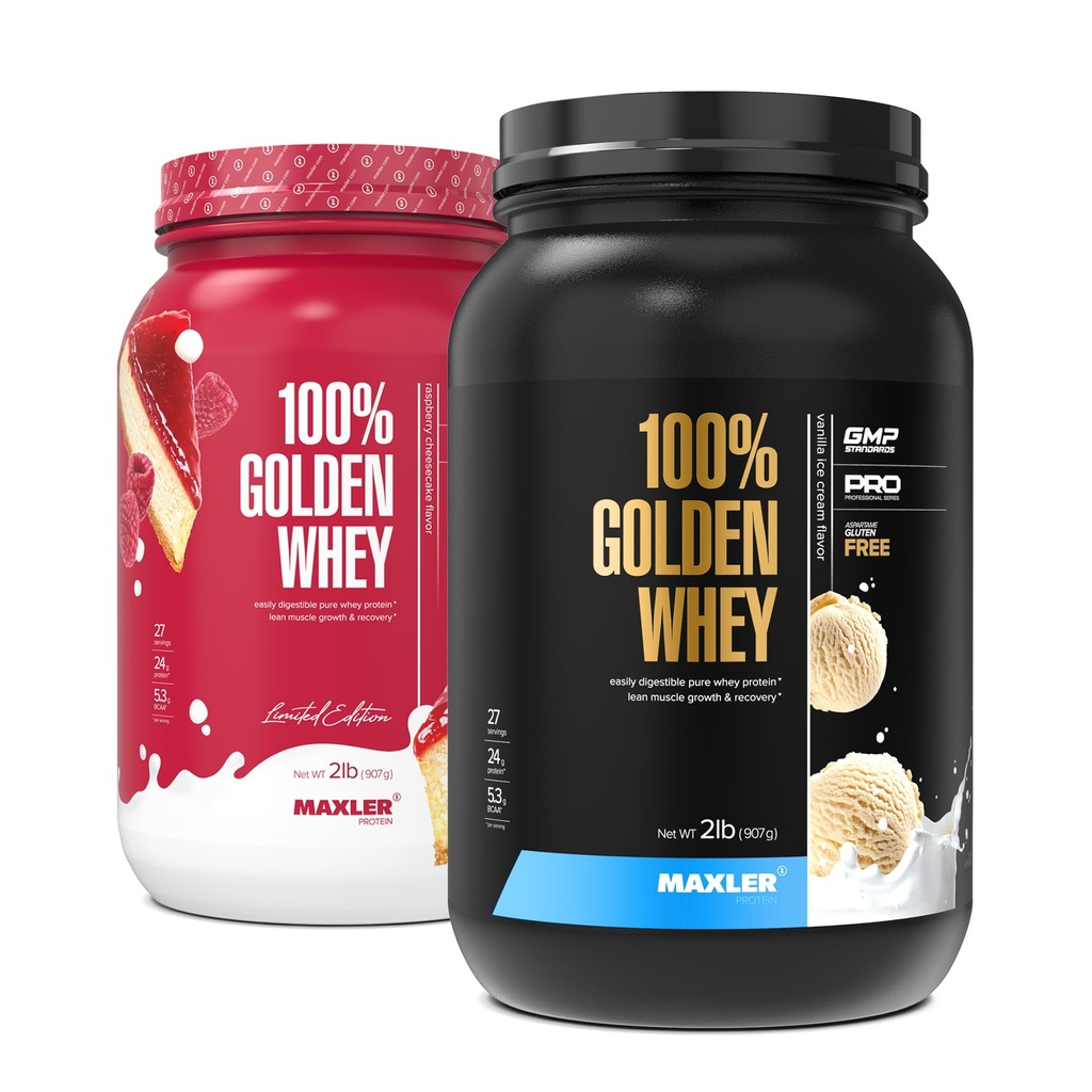 Maxler 100% Golden Whey Vanilla Ice Cream and Raspberry Cheesecake Bundle