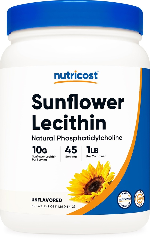Nutricost Sunflower Lecithin (1 Pound) - Natural Phosphatidylcholine, Vegan, Gluten-Free, GMO-Free