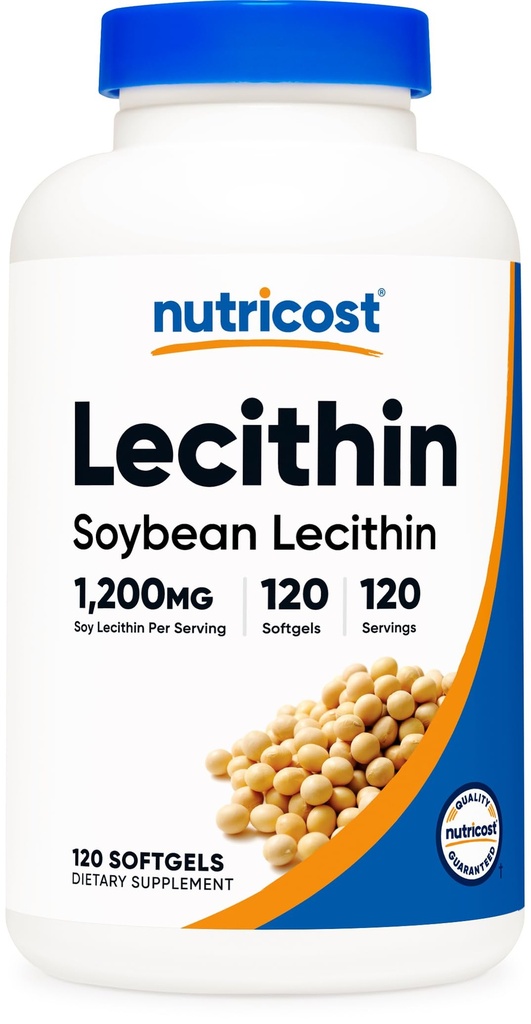 Nutricost Lecithin (1,200mg) 120 Softgels - Soy Lecithin Supplement, GMO-Free, Gluten-Free