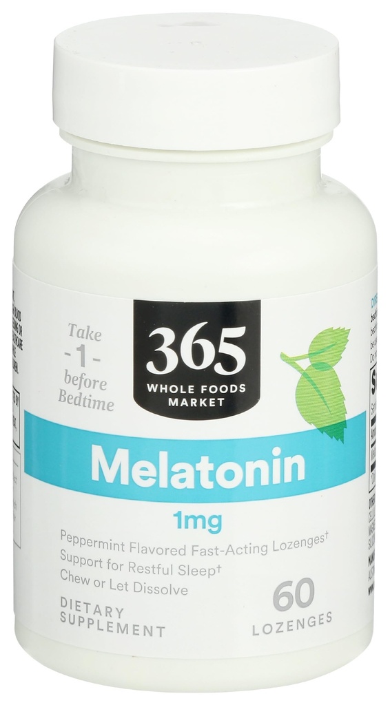 365 by Whole Foods Market, Melatonin Lozenges 1mg, Peppermint Flavor, 60 Count