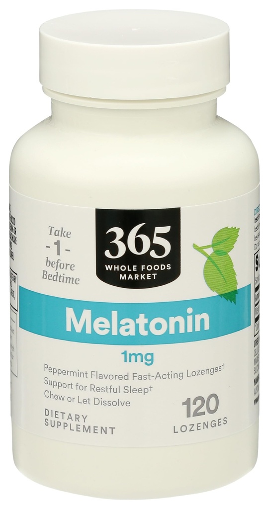 365 by Whole Foods Market, Melatonin 1mg Lozenges, Peppermint Flavored, 120 Count