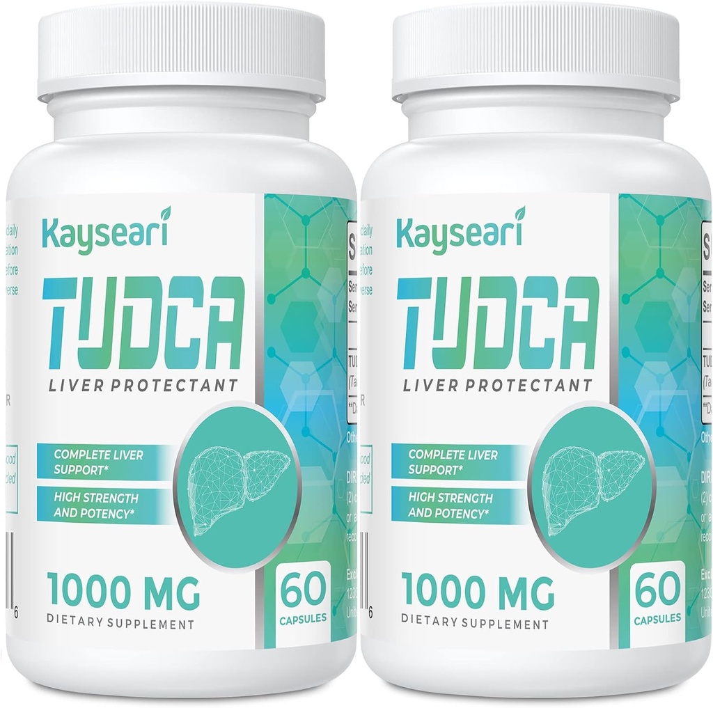 TUDCA Bile Salts Suplemento 1000mg - 120 Veggie Capsules,Liver Support Suplemento para Detox Cleanse,Gelatin Free