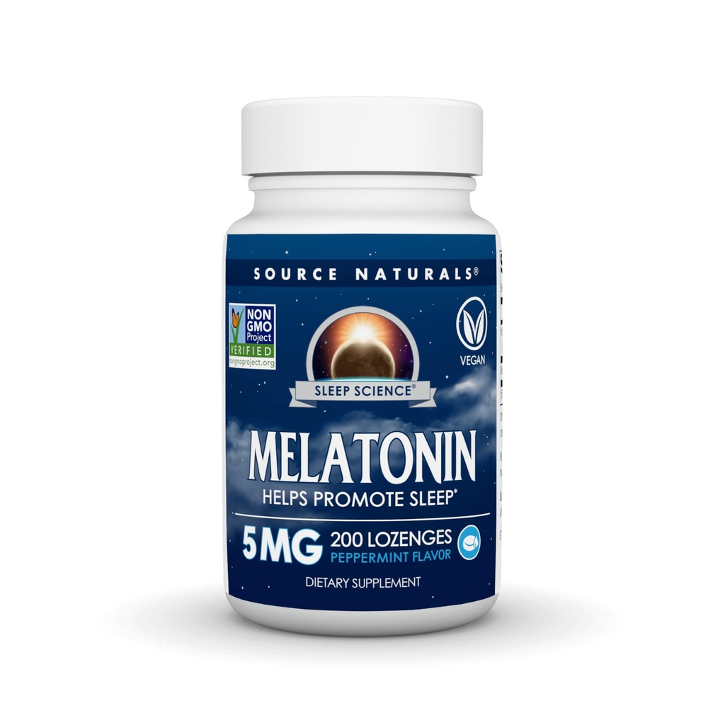 Source Naturals Melatonin, Helps Promote Sleep* - 5 mg - 200 Peppermint Flavored Lozenges