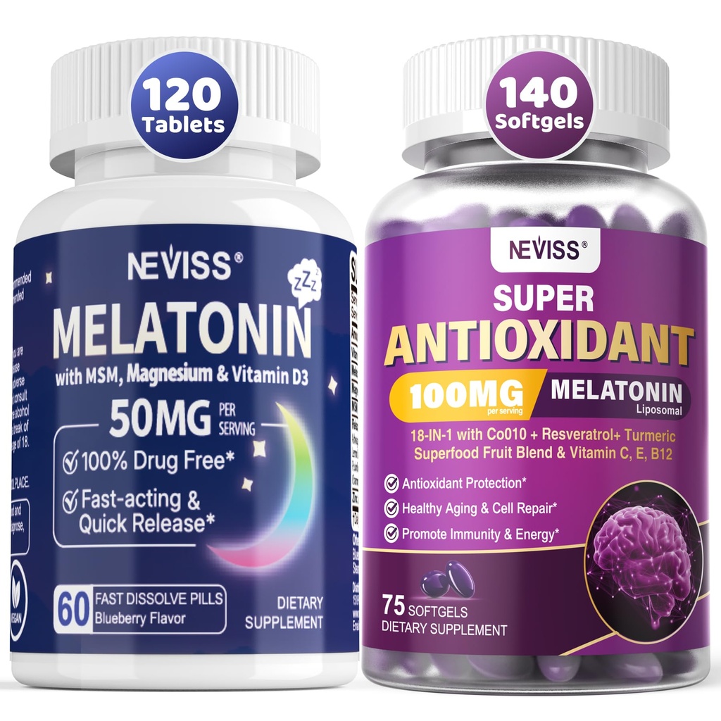 NEVISS Melatonin 50 mg Fast Dissolve Tablets + Ultra High Dose Melatonin 100mg
