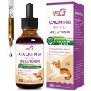 Cat Melatonin Natural Calming Drops, Support Falling Asleep & Healthy Sleep, Herbal Extract Relaxation Supplement with L-Theanine, Valerian, Catnip, Passion Flower and Chamomile. 2 oz