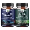 Bundle of Pre Conception Male Fertility Supplement with CoQ10, Maca Root, Methyl Folate & D-Aspartic Acid and Digestive Enzymes with Ox Bile - Trypsin, Papain & Bromelain Enzyme for Pancrease Cleanse