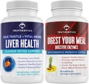 TRUTHENTICS Liver Health and Digestive Enzymes Bundle - Support for Liver Cleanse Detox, Digestion, Nutrient Absorption, Occasional Gas and Bloating - Gluten Free, Non-GMO