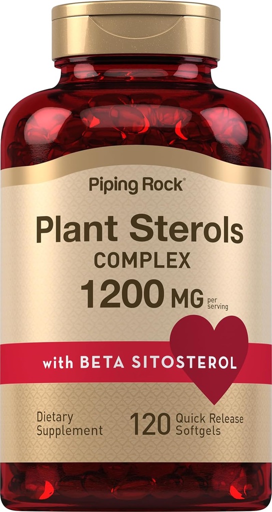 Piping Rock Plant Sterols Suplemento TENIDO 1200 mg ANTE 120 Softgels TENIDO con Beta Sitosterol TENIENDO Phytosterol Complejo ANTE No GMO, Gluten Free