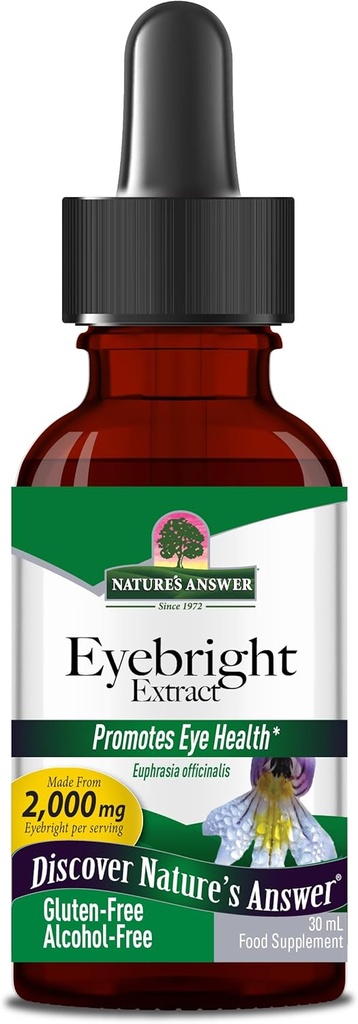 Respuesta de la naturaleza Eyebright Herb ← Soporta los ojos saludables " Visión ante los no transgénicos sin alcohol, libre de gluten, certificado de Kosher, vegano " No preservatives 1oz